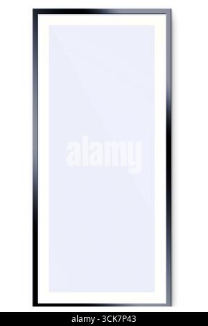 A simple, modern mirror with a sleek black frame, designed for reflection and decoration. Stock Photo