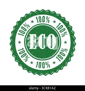 100% Eco grunge rubber stamp on white background, vector illustration Stock Vector
