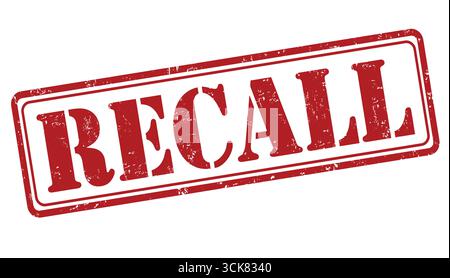 Recall grunge rubber stamp on white background, vector illustration Stock Vector