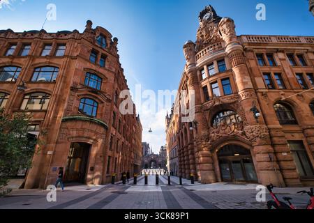 Perspective view of old office buildings overlooking Drottninggatan, famous pedestrian street in Stockholm Stock Photo
