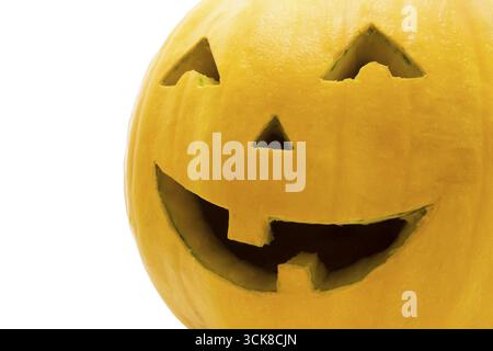 Cute Jack O Lantern halloween pumpkin on white background Stock Photo