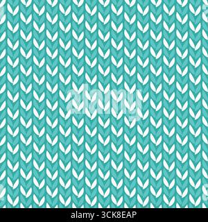 @repeating pattern of white leaves on teal background with modern Stock Vector