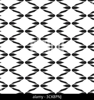 Repeating black geometric shapes forming a diamond grid pattern on a clean white background Stock Vector