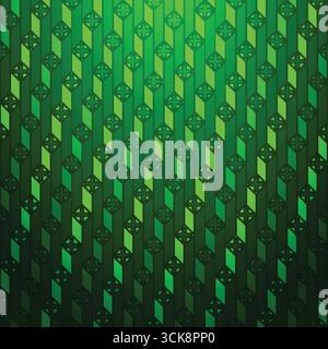 Vibrant green pattern of interlocking chevrons creating a lush, tiled feel Stock Vector