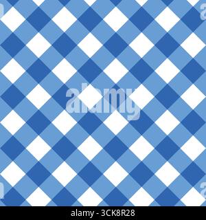 Cobalt blue plaid diamonds create a crisp, repeating geometric quilt Stock Vector