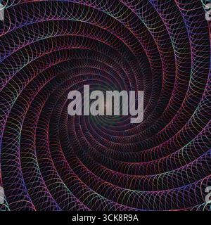 Mesmerizing vortex of colorful, swirling lines on a dark background Stock Vector