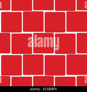 Simple flat geometric pattern of red bricks with white lines Stock Vector