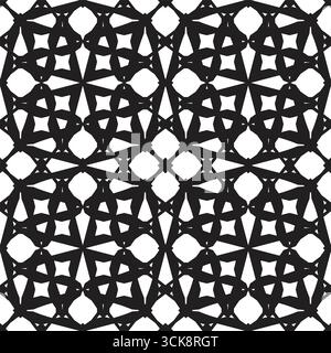 Abstract black and white geometric pattern with repeating star-like shapes and symmetry Stock Vector