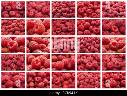 Many fresh red raspberries making beautiful background Stock Photo - Alamy