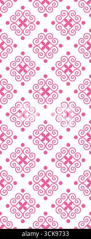 @Decorative pink swirl pattern with dots on white background for Stock Vector