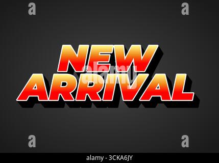Bold New Arrival text with a gradient effect on a dark background. Stock Vector