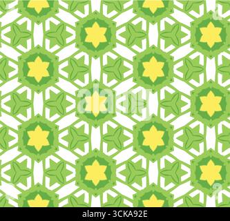 @intricate geometric patterns with floral motifs in green yellow Stock Vector