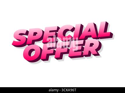 Bold text graphic featuring the words Special Offer in a vibrant pink gradient with a 3D effect. Stock Vector