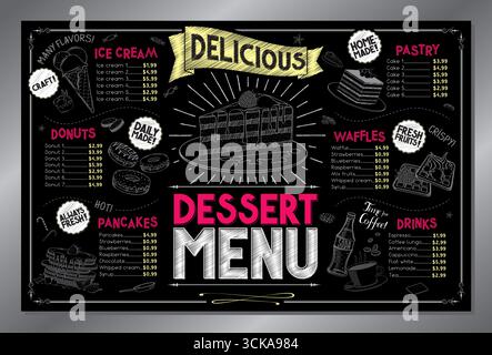 Vintage dessert menu card - tabloid format - vector illustration Stock Vector