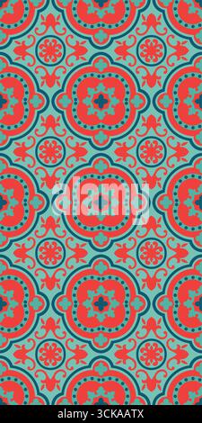 @intricate colorful tile pattern with floral and geometric design Stock Vector