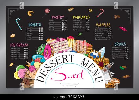 Dessert menu card - tabloid format - vector illustration Stock Vector