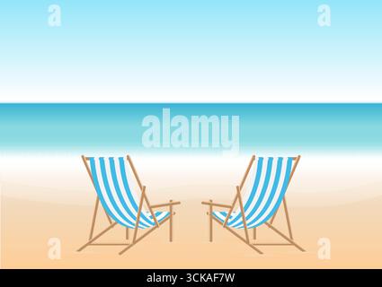 Summer Beach or Sea Background. Vacation or Holiday Background. Vector Illustration. Stock Vector