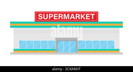 Supermarket Building or Supermarket Store. Convenience Store Building Vector Illustration. Stock Vector