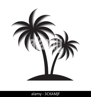 Coconut Tree or Palm Tree Icon. Tropical Island in Summer. Vector Illustration Isolated on White Background. Stock Vector