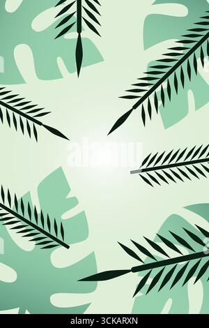 Fresh tropical leaf canopy design with repeating green foliage on light background. Perfect for textile, wallpaper, eco-friendly projects, and summer Stock Vector