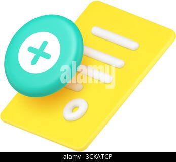 Document and add button icon for file management systems and content creation interfaces. Represents new, create, list, data, and organization. Modern Stock Vector