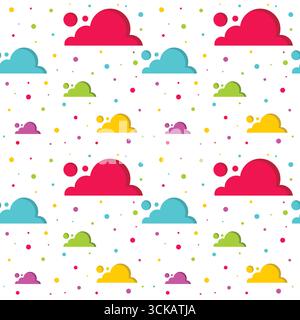 Colorful Cloud and Dots Seamless Pattern Stock Vector