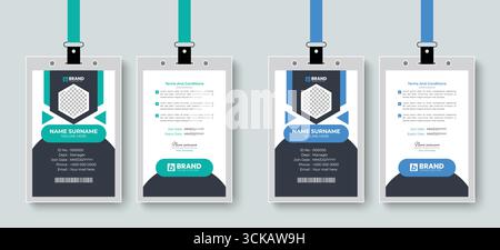 Modern shapes office employee id card or identity card design layout template. Modern design for corporate business identification card, staff card. Stock Vector