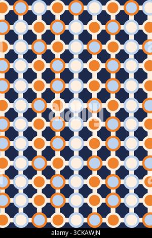 Vintage-inspired polkadot wallpaper with brown and blue circular patterns. Perfect for retro projects, textile design, backgrounds, and creative layou Stock Vector