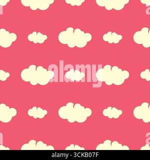 Seamless Cloud Pattern with pink background Stock Vector