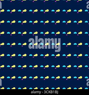 Seamless pattern with blue and yellow clouds on a dark blue background Stock Vector
