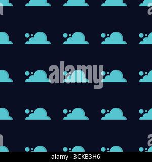 Clouds in the sky seamless pattern. Various clouds shapes silhouette on black background Stock Vector
