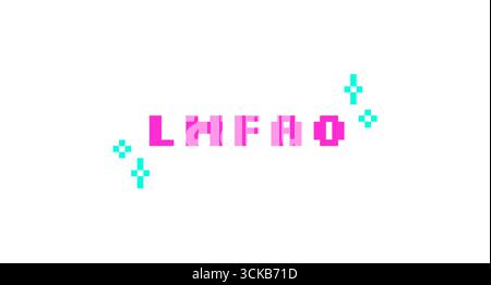 LMFAO pink pixel art social media slang word Stock Vector