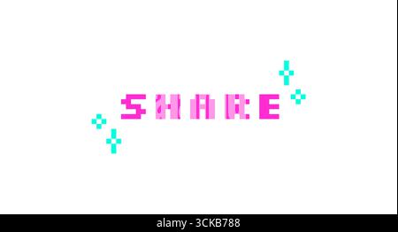 Share pink pixel art social media button word Stock Vector