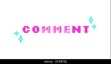Comment pink pixel art social media button word Stock Vector