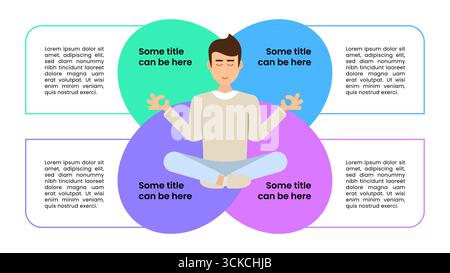 Infographic template with 4 options or steps. Meditation. Can be used for workflow layout, diagram, banner, webdesign. Vector illustration Stock Vector
