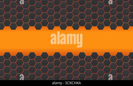 Vector abstract orange background with black gradient hexagons Stock Vector