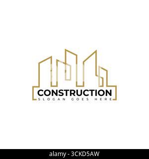 A geometric construction logo with abstract building shapes in modern style. Suitable for contractors, architects, and property developers who want a Stock Vector