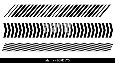 Creative abstract geometric border diagonal lines slash divider strip with grid and dashed tape pattern isolated minimal decoration for design Stock Vector