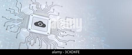 Cloud Enabling Scalable Solutions Illustrated on a Processor. Stock Photo