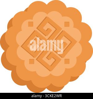 Mooncake traditional Chinese dessert top view, isolated on white background Stock Vector
