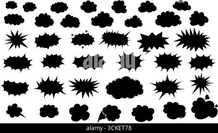 Dynamic comic explosion bursts and speech bubbles in vector silhouettes. Perfect for pop art, retro style, posters, banners, stickers, and creative co Stock Vector