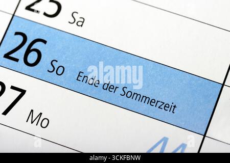 2025 annual calendar, October 26, end of daylight saving time, Germany Stock Photo