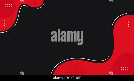 Abstract wavy black and red on black horizontal background with minimalist design and some copy space for text. Stock Vector