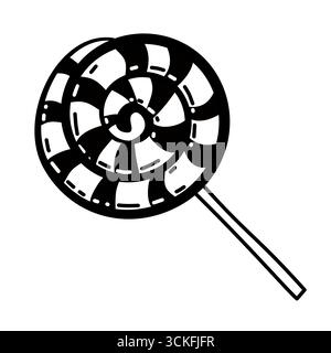 Round spiral lollipop hand drawn. Doodle sketch style. Set of different elements, drawings. Stock Vector