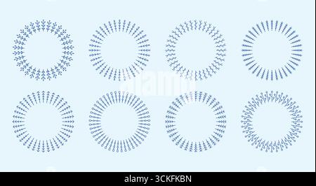 Thin line winter wreath for Christmas, New Year, holiday, wedding decoration. Freeze season frame, fir branch, berry, flower vector elements. Stock Vector