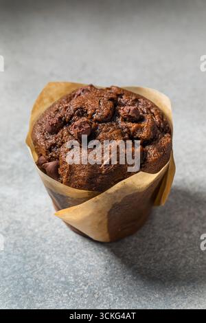 Sweet Homemade Double Chocolate Chip Muffin for Breakfast Stock Photo