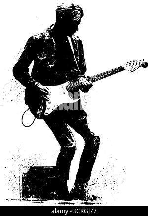 Punk music scene: black and white stencil set for urban design Stock ...