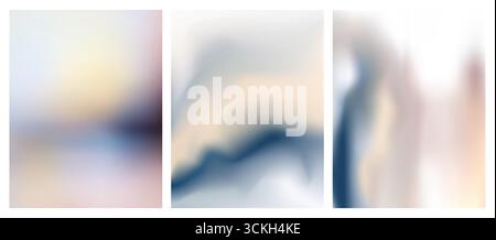Abstract vector silvery gray white blurred background set - imitation smooth marble Stock Vector