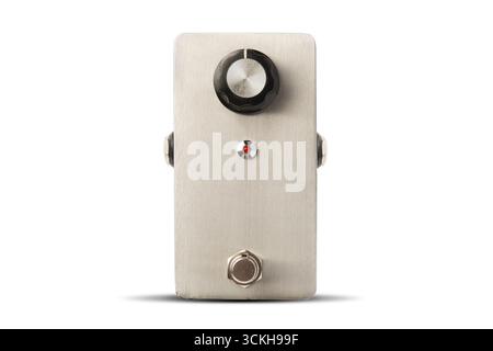 Minimalist guitar effects pedal isolated on white background Stock Photo