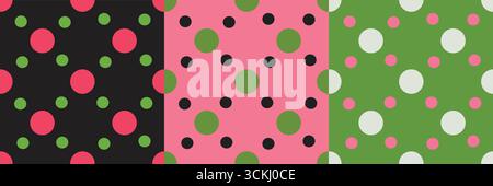 Colorful polka dot seamless patterns set Stock Vector